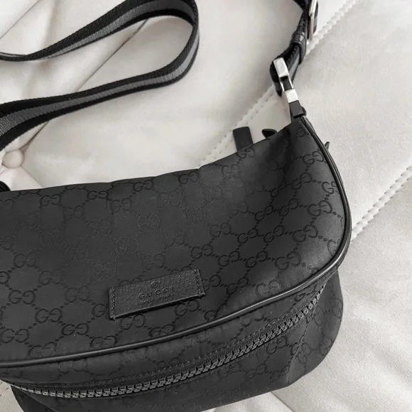 Rare Gucci Black Monogram Guccissima Belt Shoulder Bag Italy - Picture 3 of 14